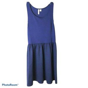 Frenchi Women's Dress Fit & Flare Blue Scoop Neck Sleeveless Stretch Size Medium